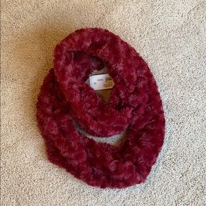 Deep red infinity scarf